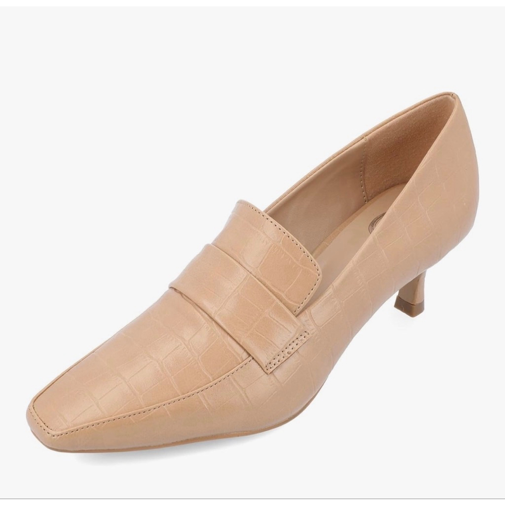 NEW Journee Collection Tan Faux Alligator Celina Pumps 6.5 $95